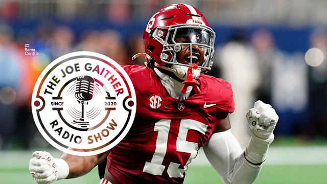 Dec 2, 2023; Atlanta, GA, USA; Alabama Crimson Tide linebacker Dallas Turner (15) celebrates after a sack in the second quarter against the Georgia Bulldogs in the SEC Championship at Mercedes-Benz Stadium. M